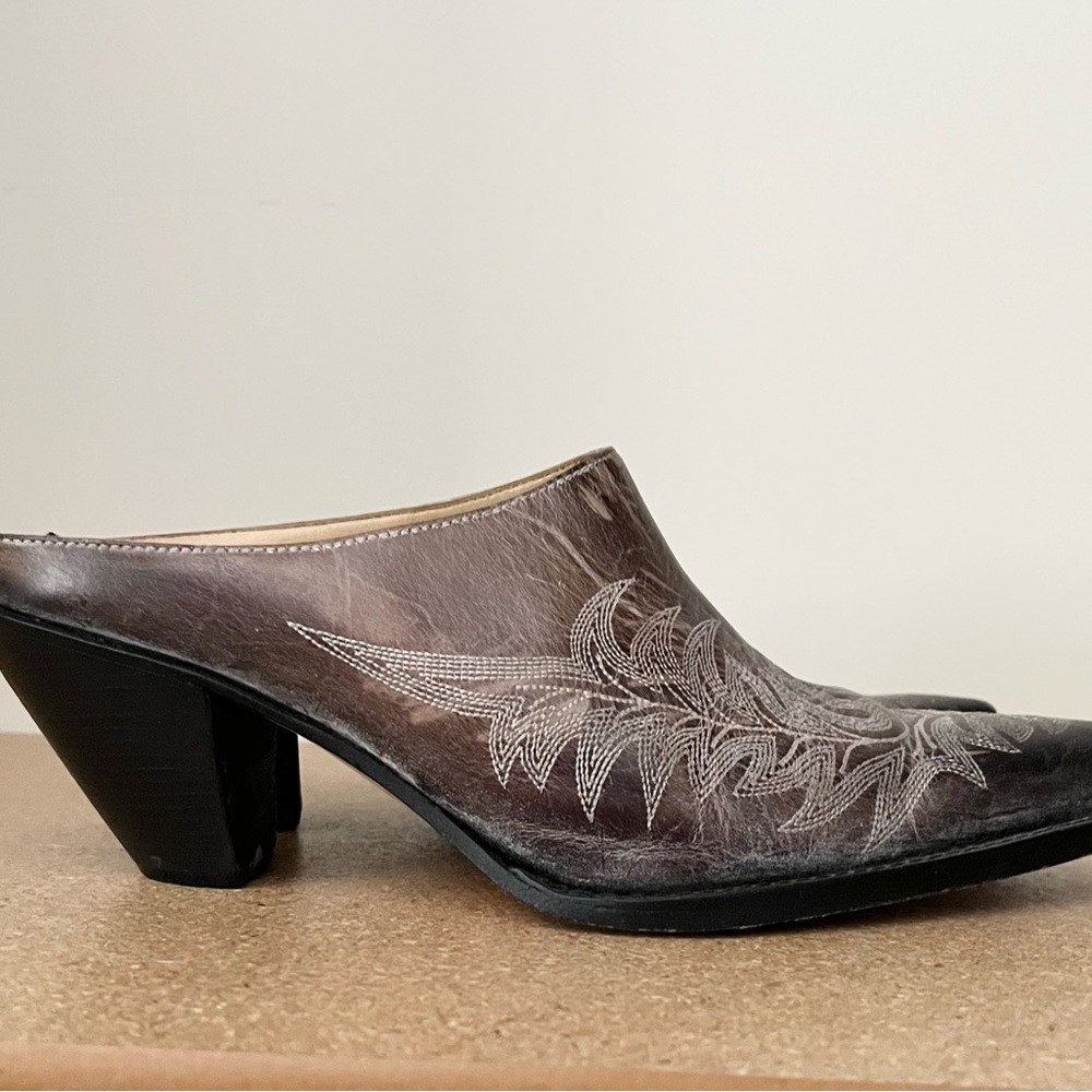 Charlie 1 Horse by Lucchese dark brown mule slide, size 7.5 - 8